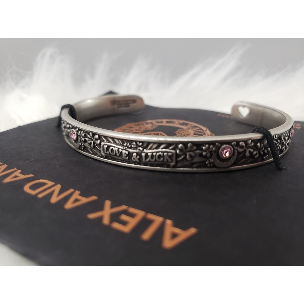 Alex and Ani Fortunes Favor Cuff Rafaelian Silver Bangle CUFF Swarovski Crystal